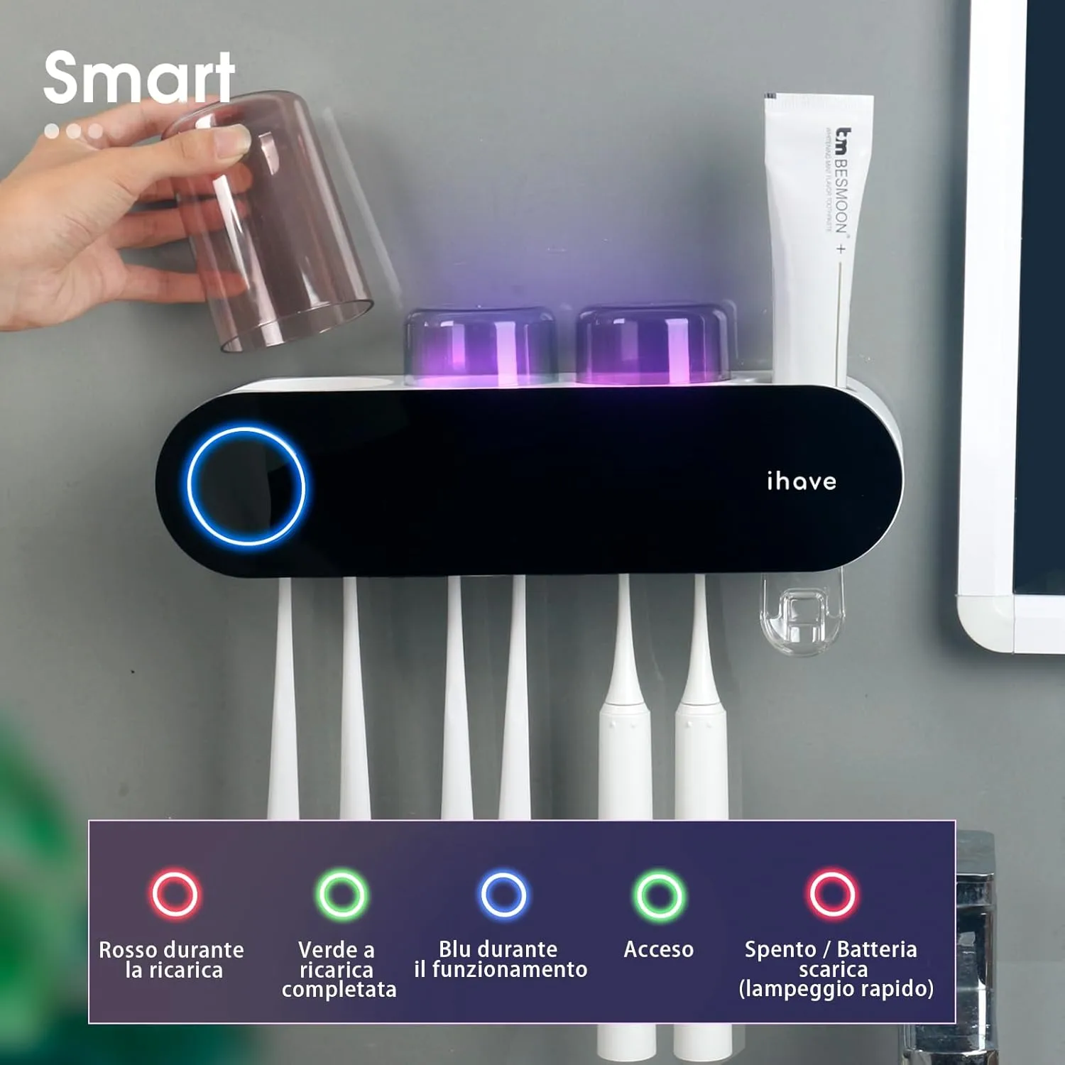 1771256994 198 iHave Wall Mounted Electric Toothbrush Holders with 3 Cups UV