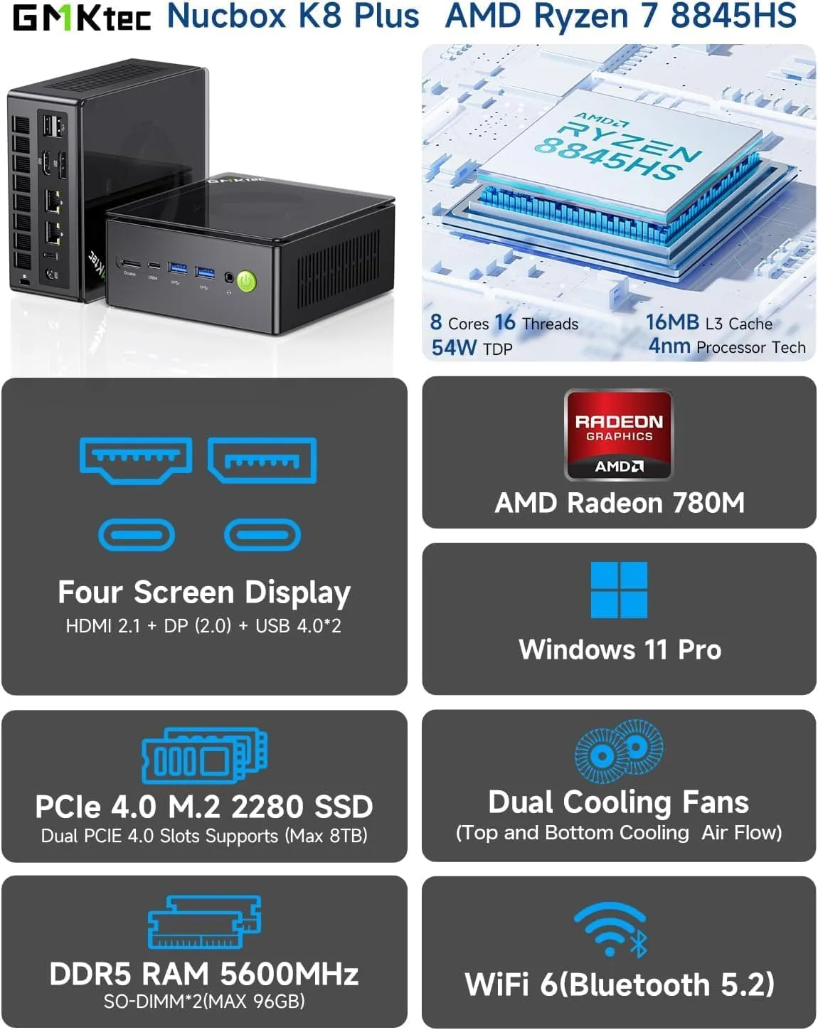 1771636016 463 GMKtec Gaming Mini PC K8 Plus AMD Ryzen 7 8845HS8C16T