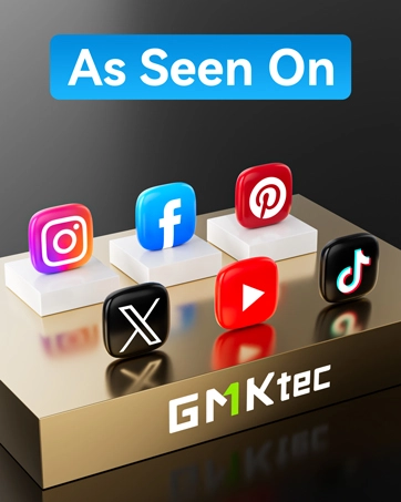 gmktec mini pc desktop computer as seen on facebook instagram youtube pinterest twitter tiktok