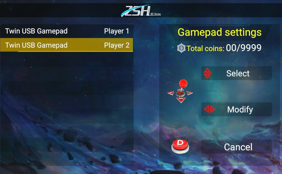 Gamepad:Player 1 2 3 4