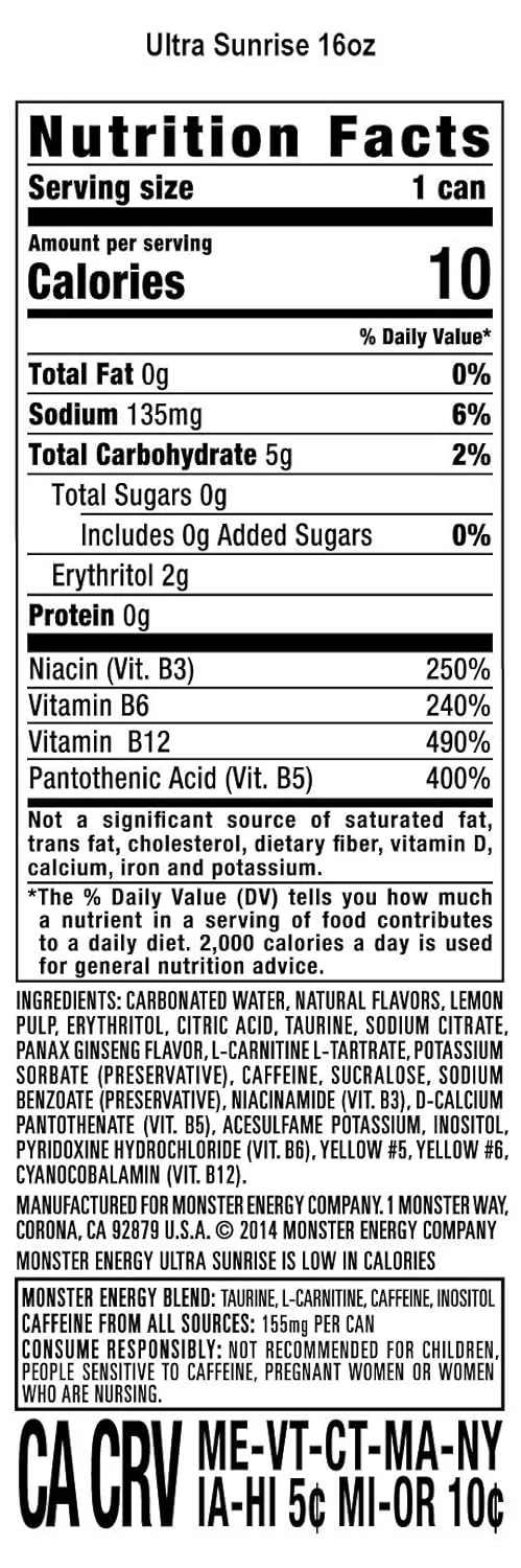 1772098006 592 Monster Energy Ultra Sunrise Sugar Free Energy Drink 16 Fl