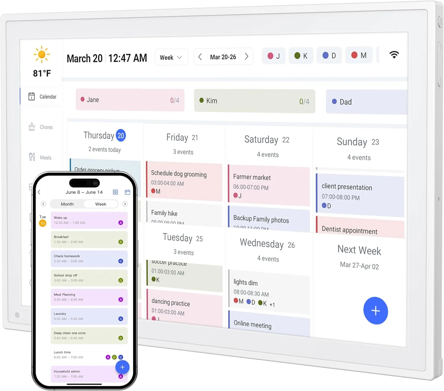 Digital Calendar 101inch Smart WiFi Electronic CalendarChore Chart IPS Touch