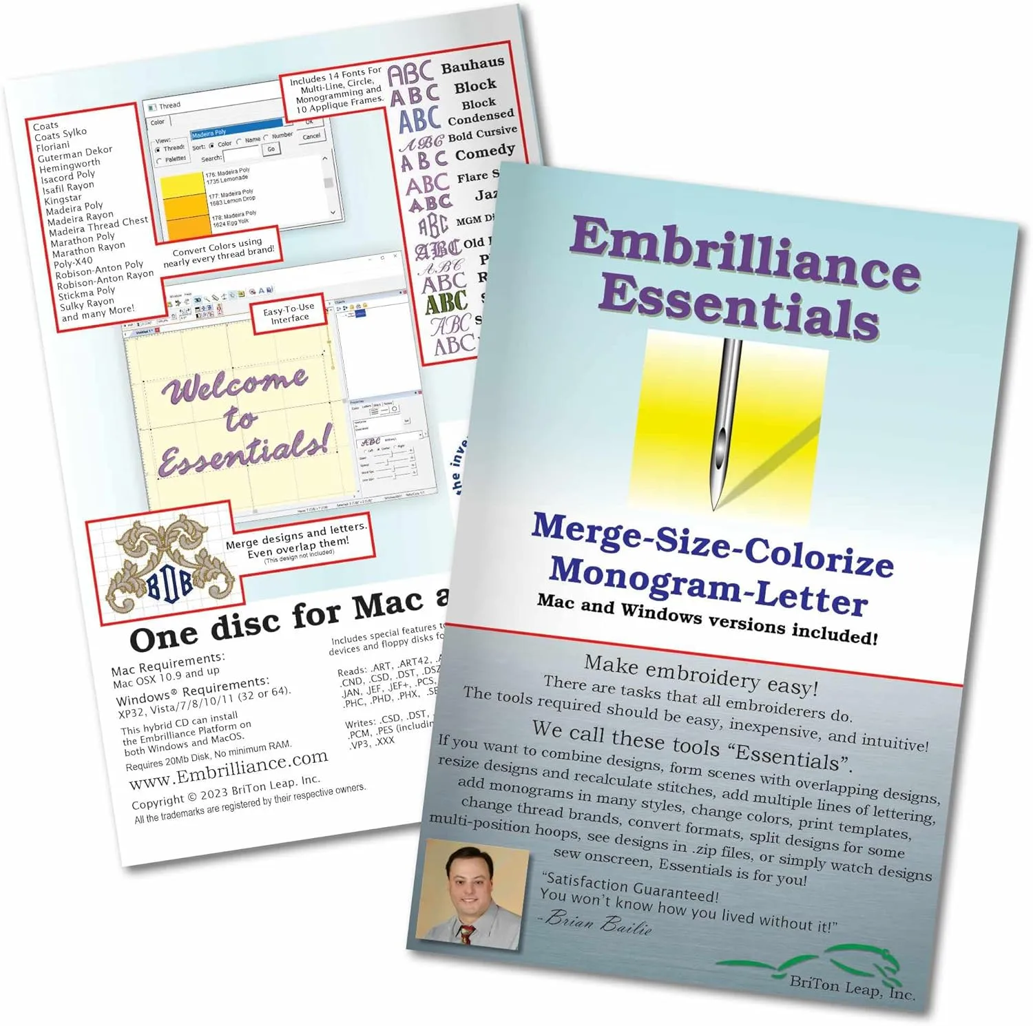 Embrilliance Essentials Embroidery Software for Mac PC