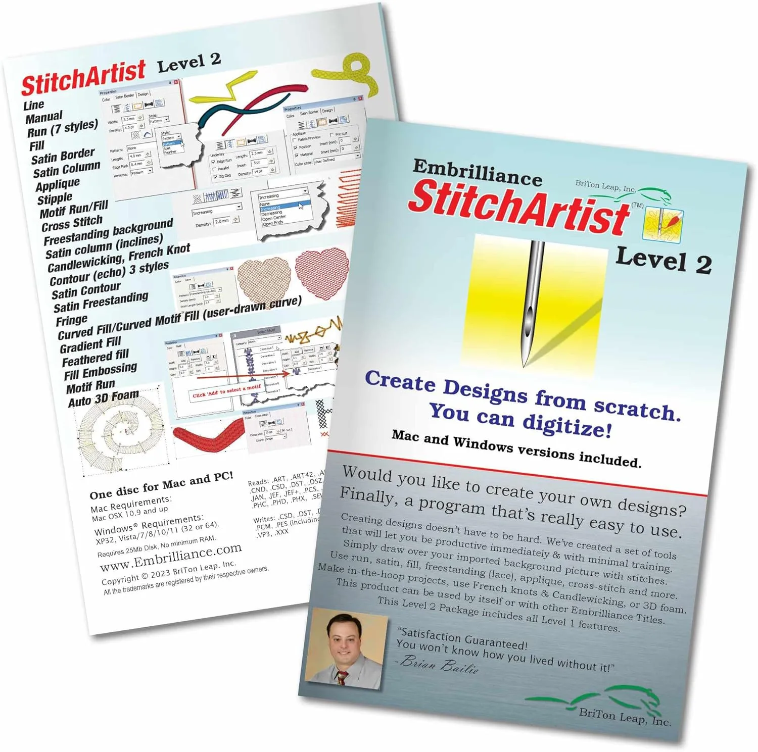 Embrilliance StitchArtist Level 2 Digitizing Embroidery Software for MAC