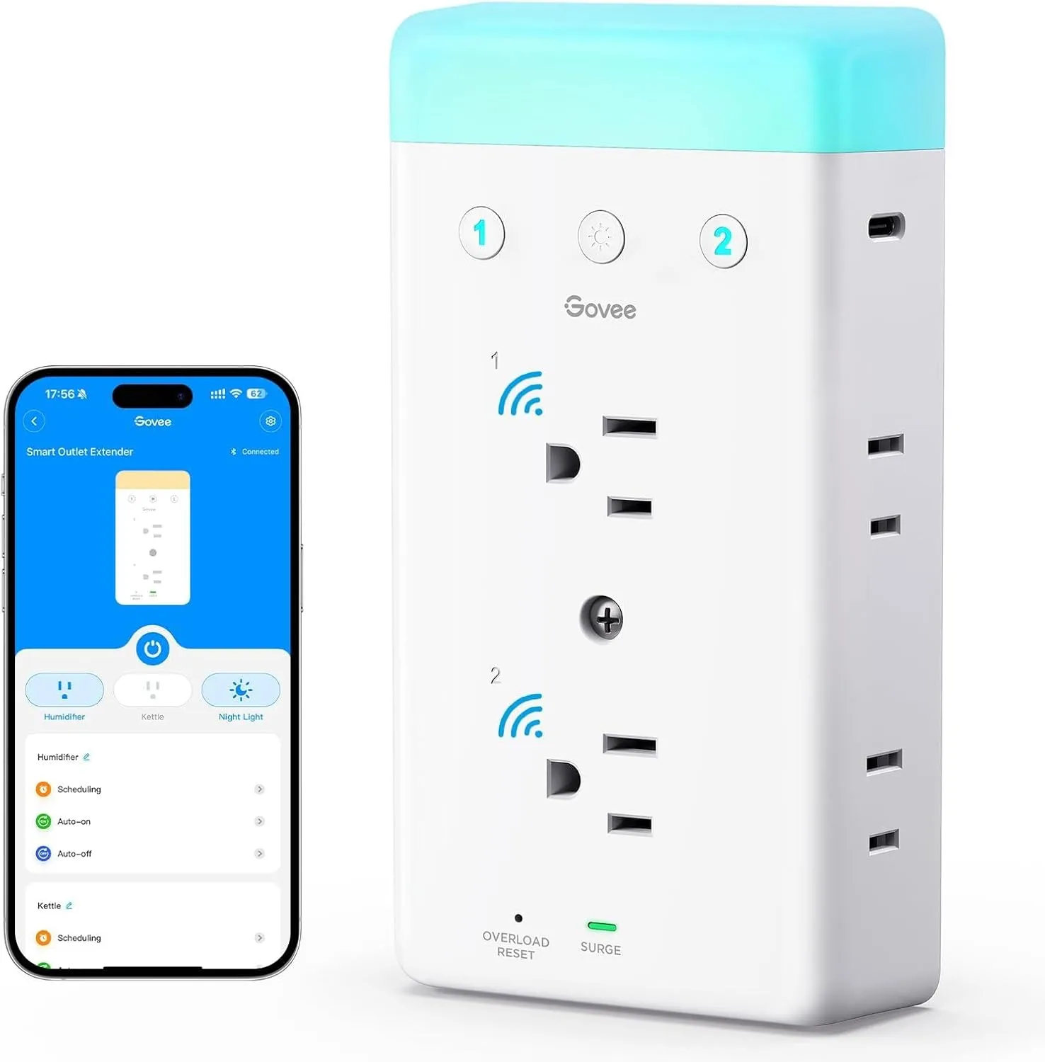 Govee Smart Plug Outlet Extender 3 Sided Smart Power Strips with