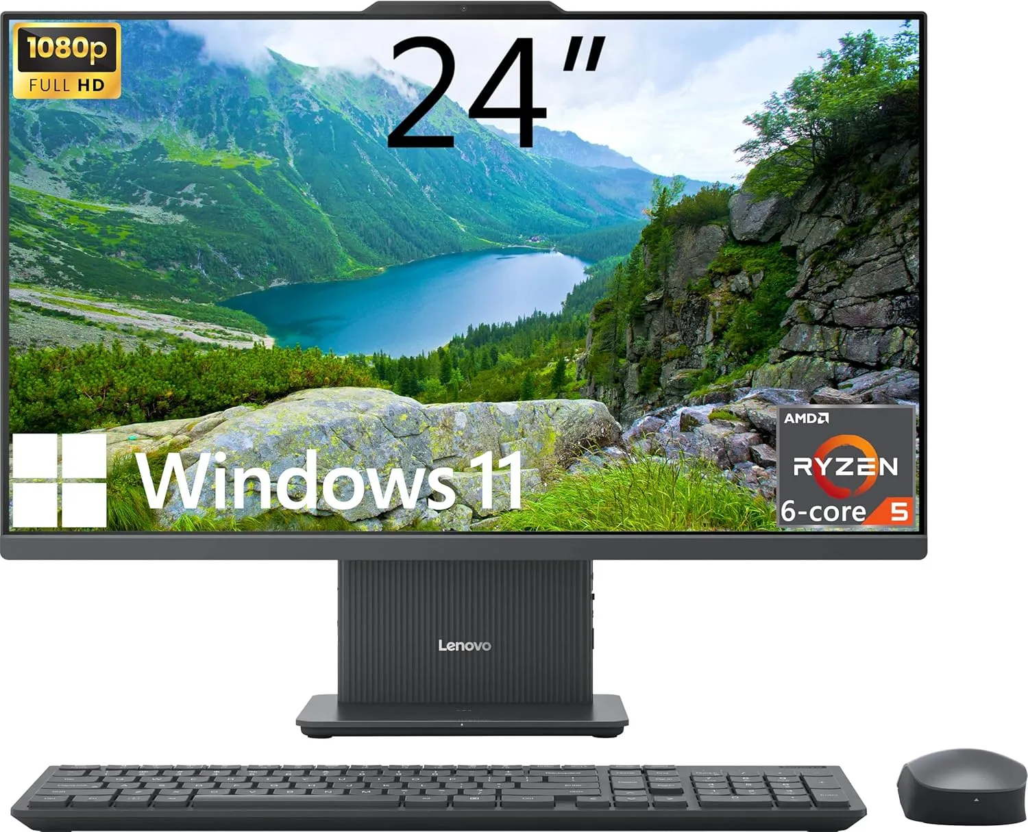 Lenovo IdeaCentre All in One Desktop Computer 24 FHD Display 6 core AMD
