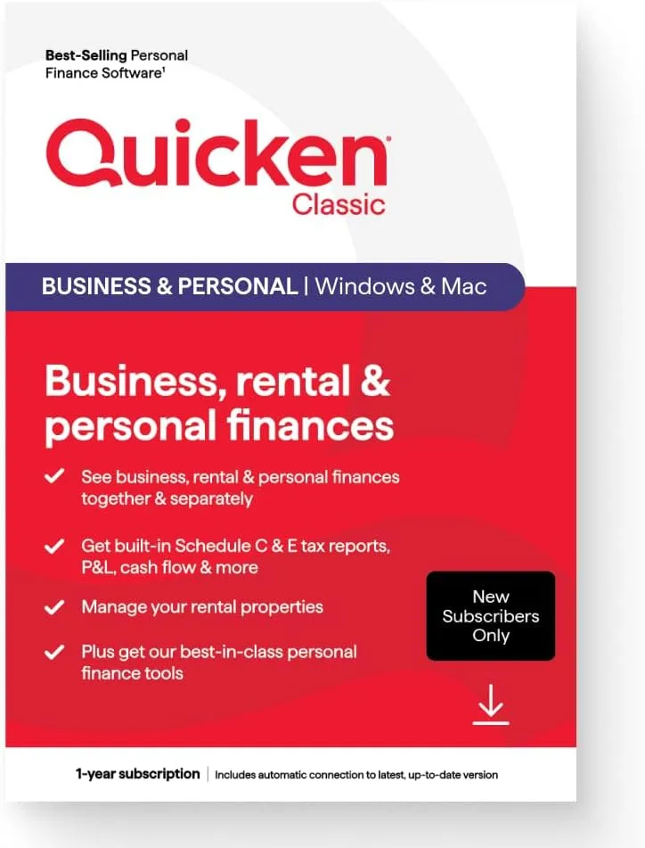 QUICKEN CLASSIC BUSINESS PERSONAL FOR NEW SUBSCRIBERS 1 Year