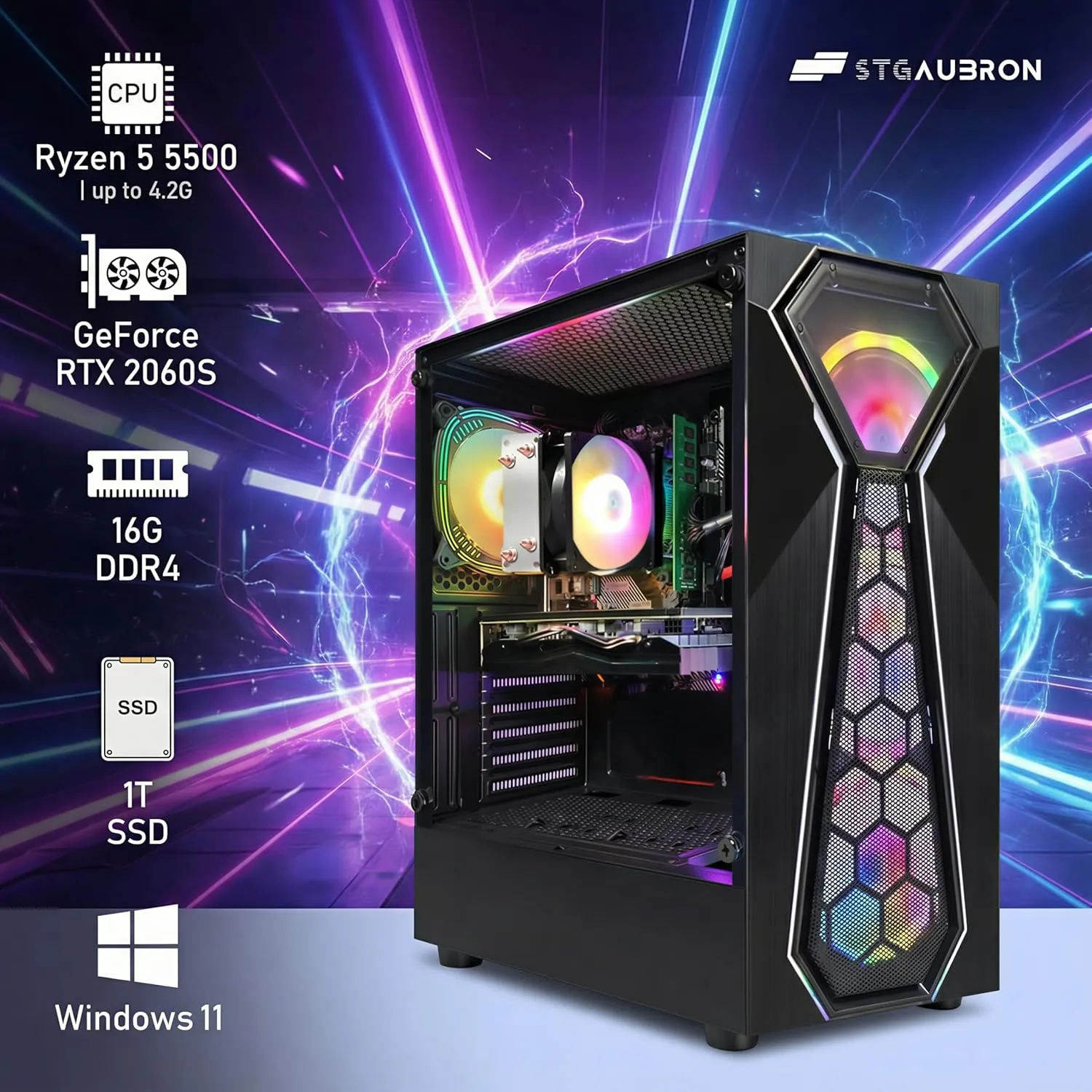 1772517025 647 STGAubron Gaming PC Computer Desktop AMD Ryzen 5 5500 up