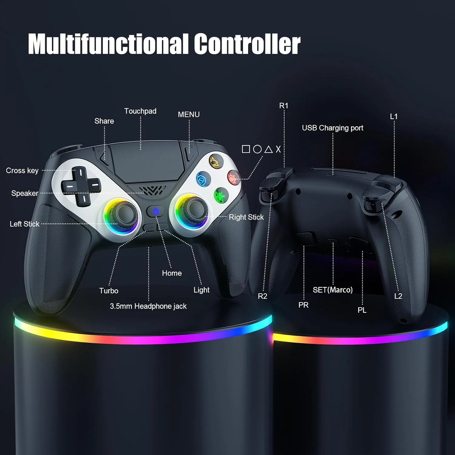 1772658970 694 Gamrombo LED Wireless Controller for PS5 Compatible with PS5 ProSlimPC