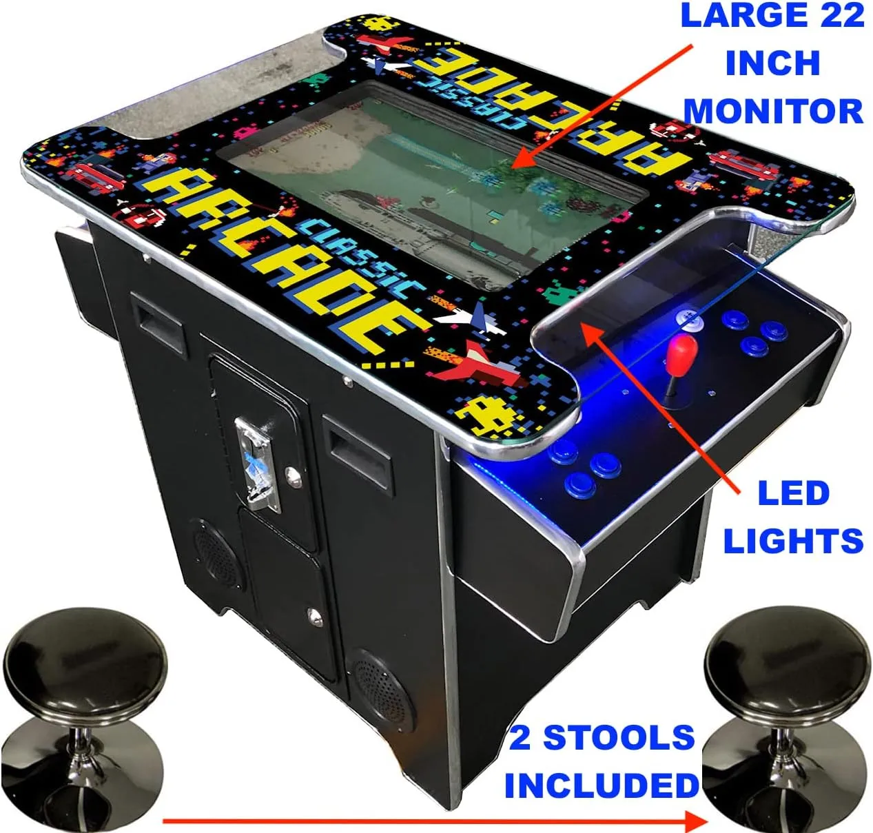 1772821790 9 Full Size Commercial Grade Cocktail Arcade Machine 2 Player Retro