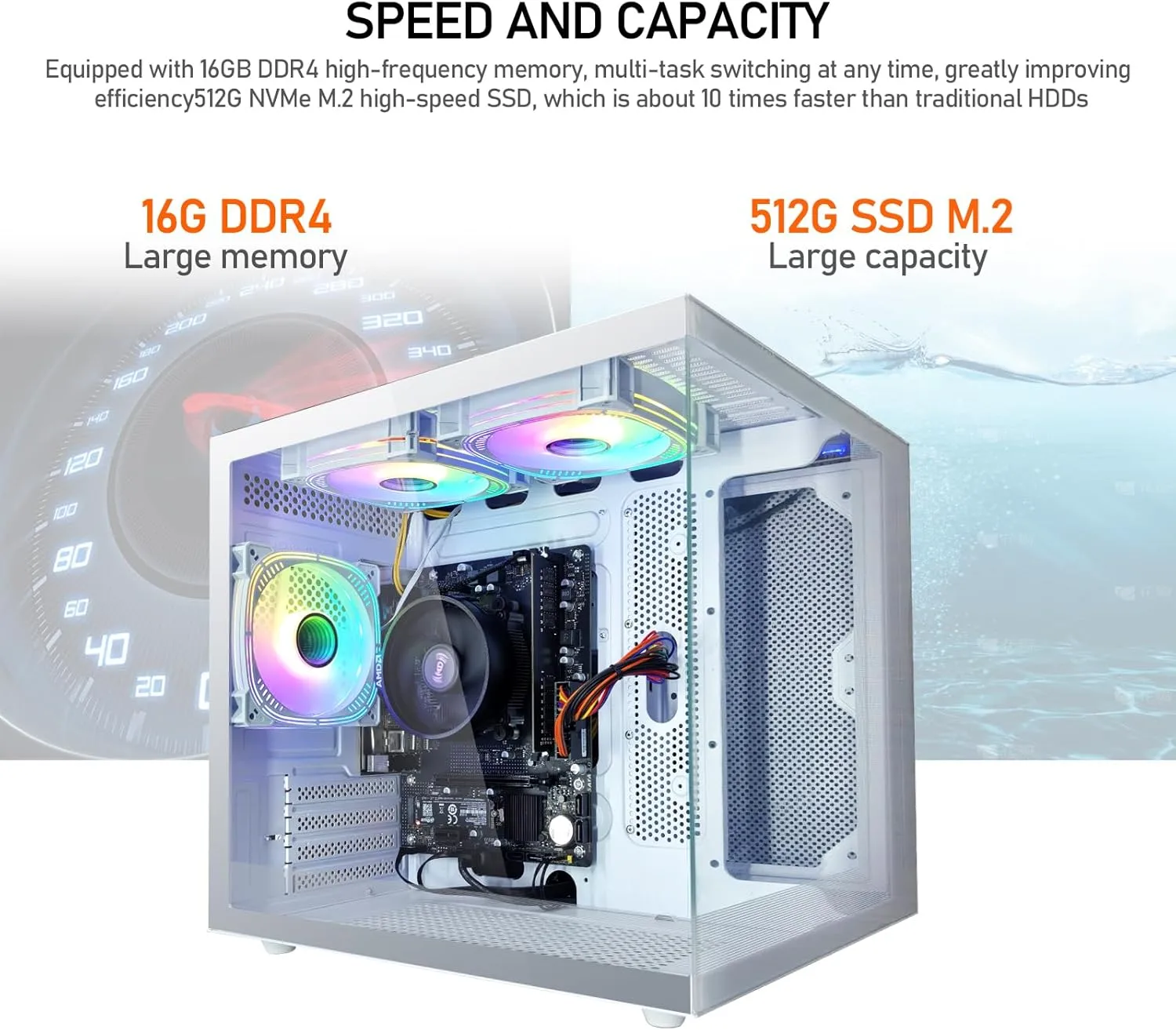 1772844111 488 Desktop Computers16G RAM512GB NVMe SSDCore i5 12400FRTX 3050 6GPrebuilt Gaming PCTower