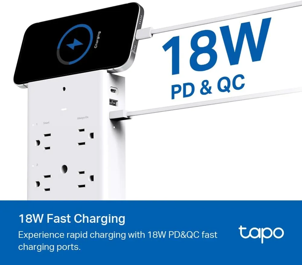 1772942640 688 TP Link Tapo Smart Plug Outlet Extender Surge Protector 18W Fast