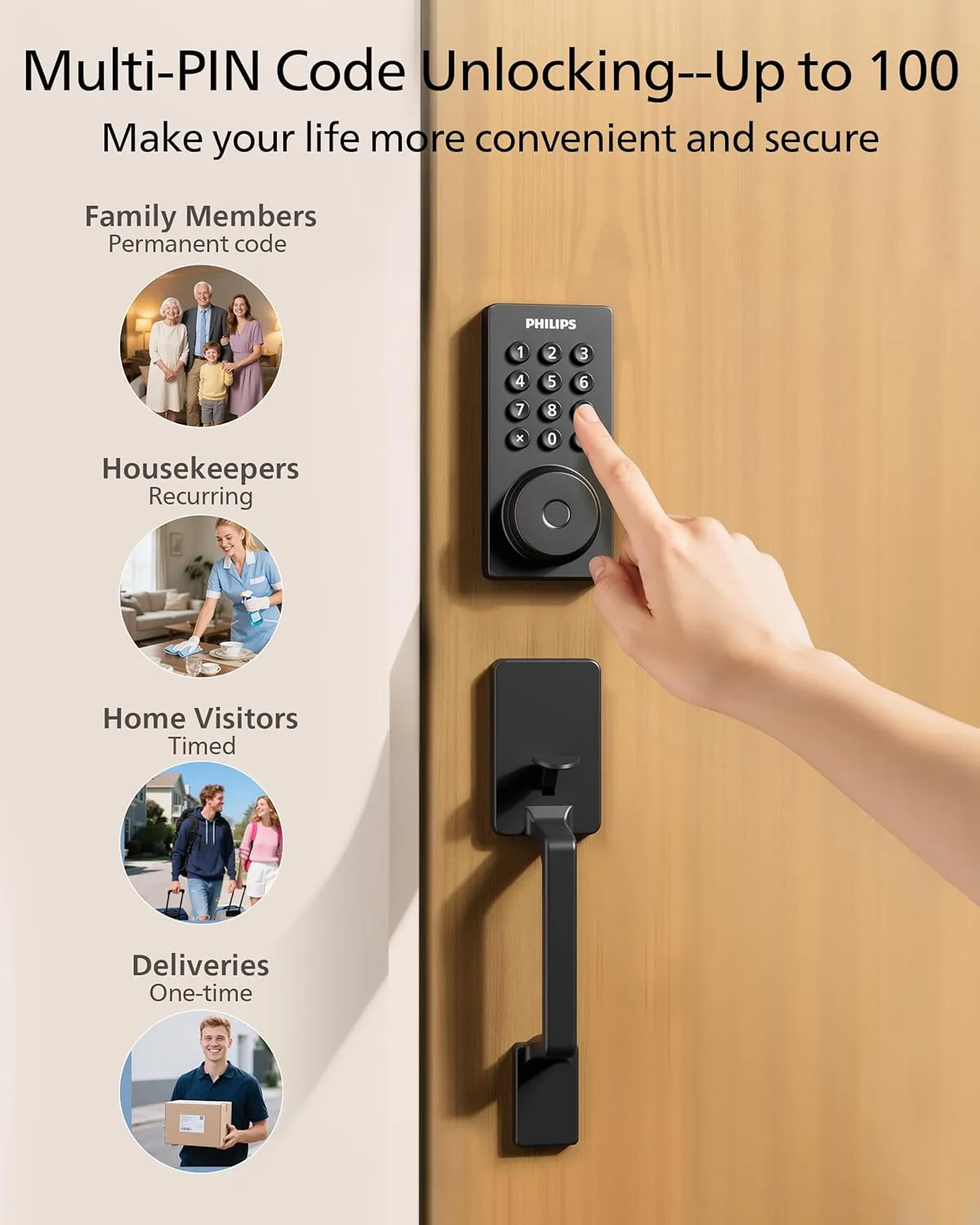 1772959958 234 Philips Wi Fi Smart Door Lock Deadbolt with Handle Set Keyless
