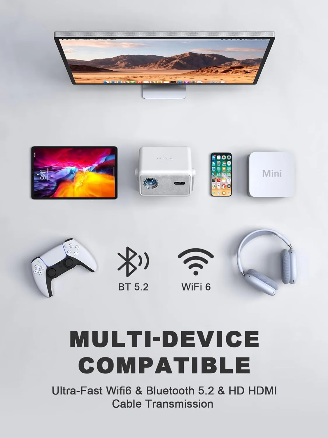 1773138052 483 4K Smart Projector with WiFi and Bluetooth Officially Licensed App