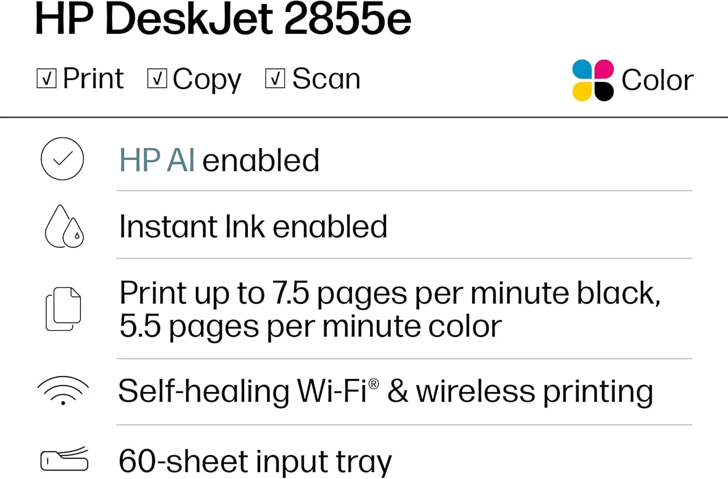 1773252280 649 HP DeskJet 2855e Wireless All in One Color Inkjet Printer Scanner Copier