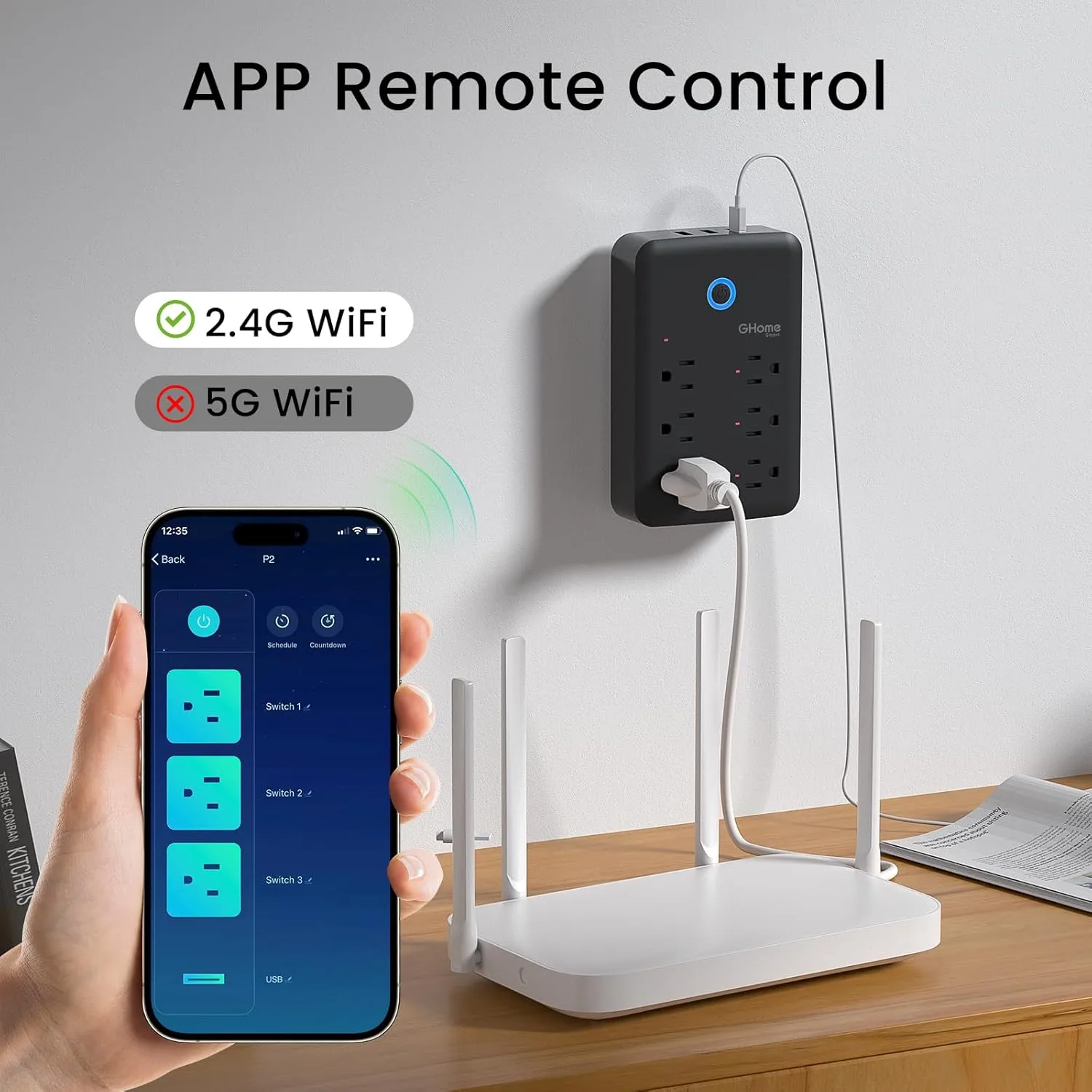 1773260812 550 GHome Smart Power Strip 1800W15A High Power Devices Support Surge