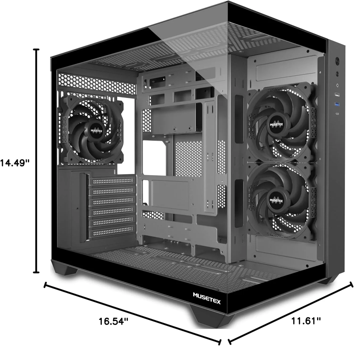 1773515280 936 MUSETEX ATX PC Case 3 x 120mm Fans Pre Installed 360MM