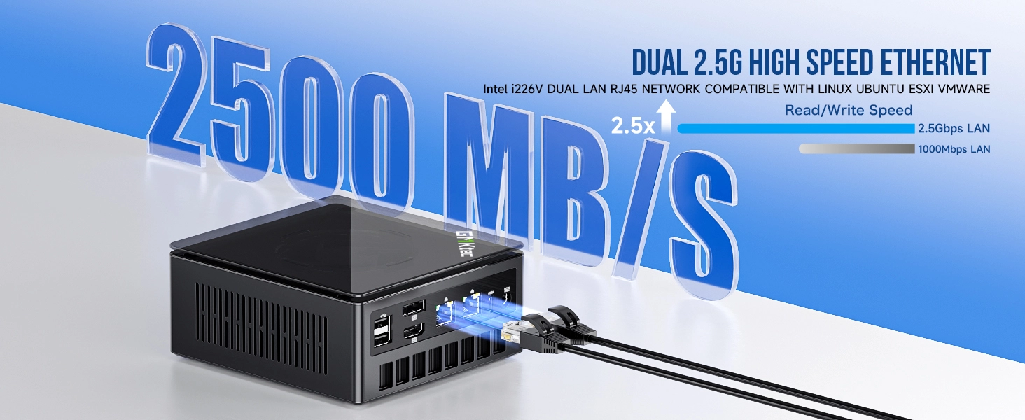 mini pc gaming desktop computer dual lan 2.5gbps 2500mbps amd ryzen 7 8845hs ethernet lan rj45