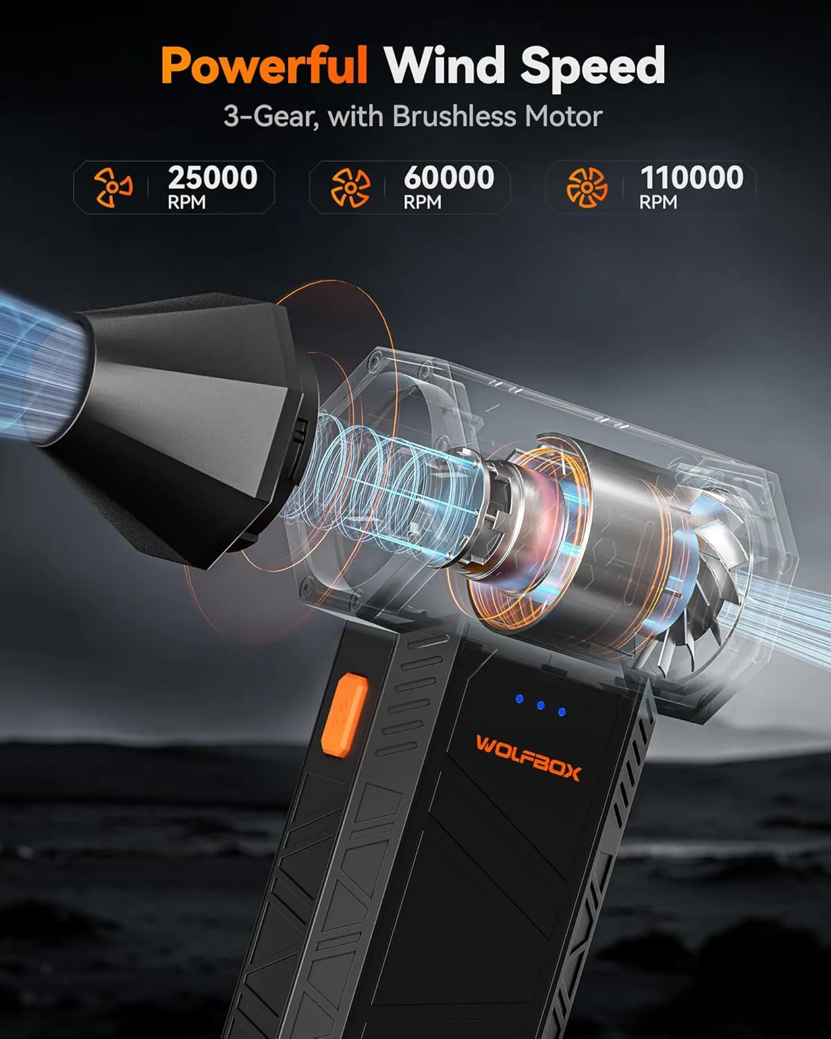 1773710449 672 WOLFBOX MF50 Compressed Air Duster 110000RPM Super Power Electric Air Duster