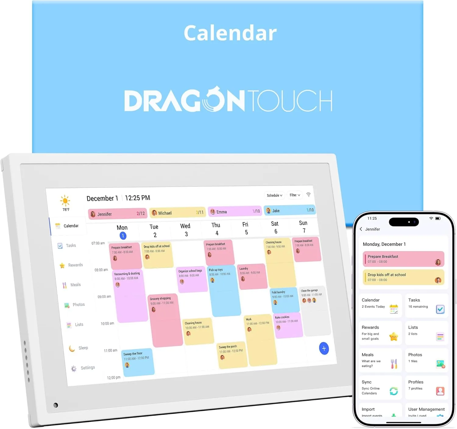 Dragon Touch 101 inch Digital Calendar Chore Chart %E2%80%93 Interactive