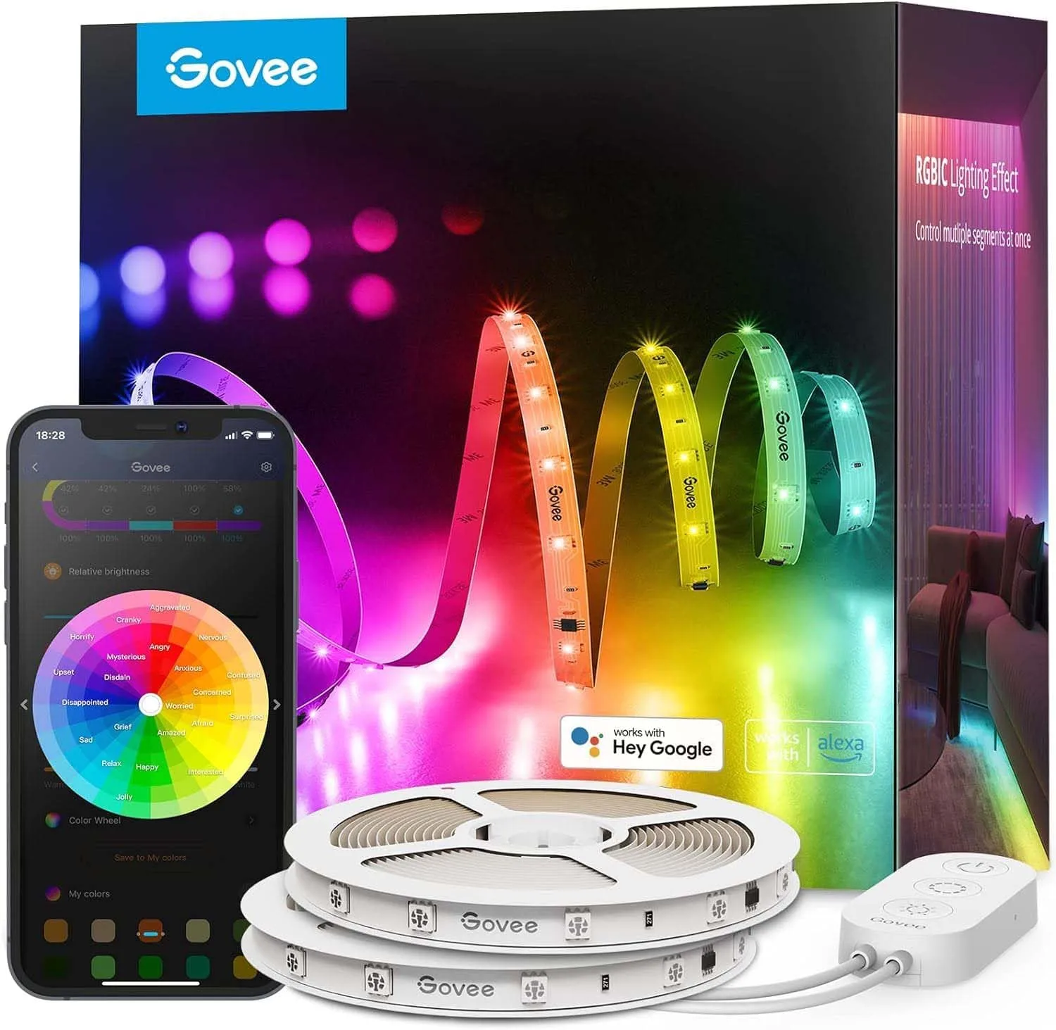Govee 100ft RGBIC LED Strip Lights Smart LED Lights Work