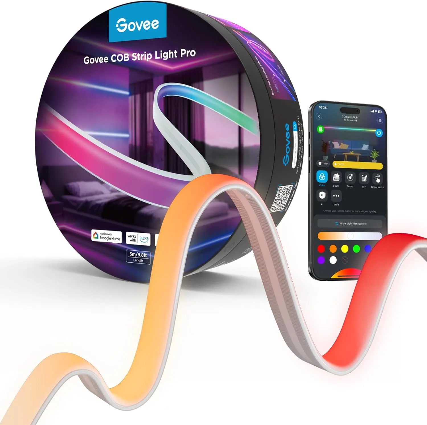 Govee COB LED Strip Light Pro LED Lights for Bedroom