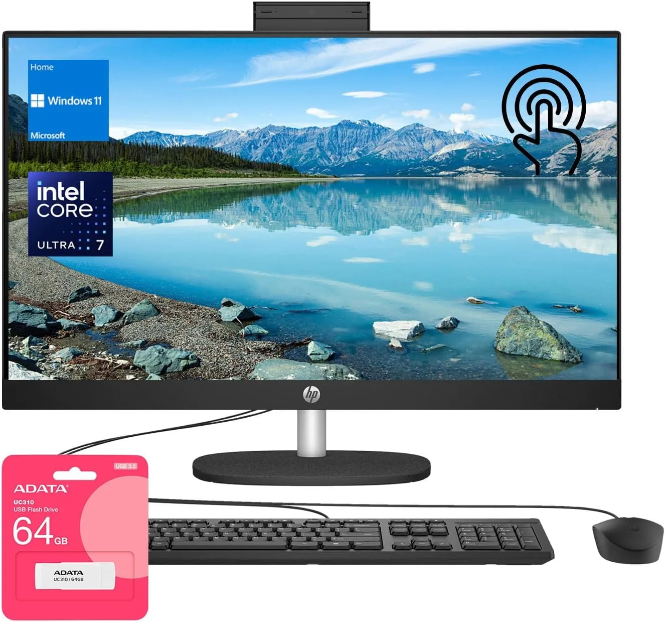 HP 27 FHD Touchscreen Intel Ultra 7 AI All in One Desktop