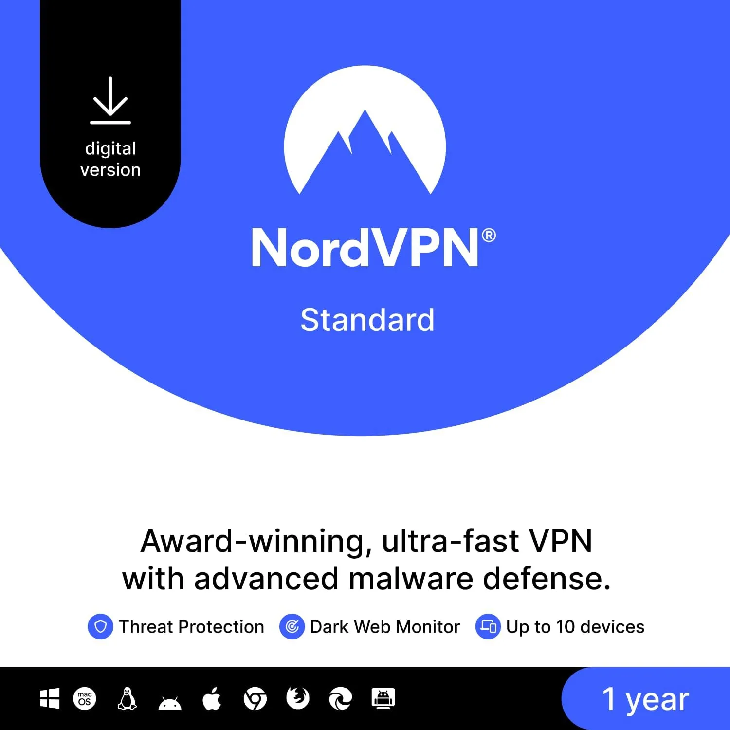 NordVPN Standard 10 Devices 1 Year VPN Cybersecurity Digital Code