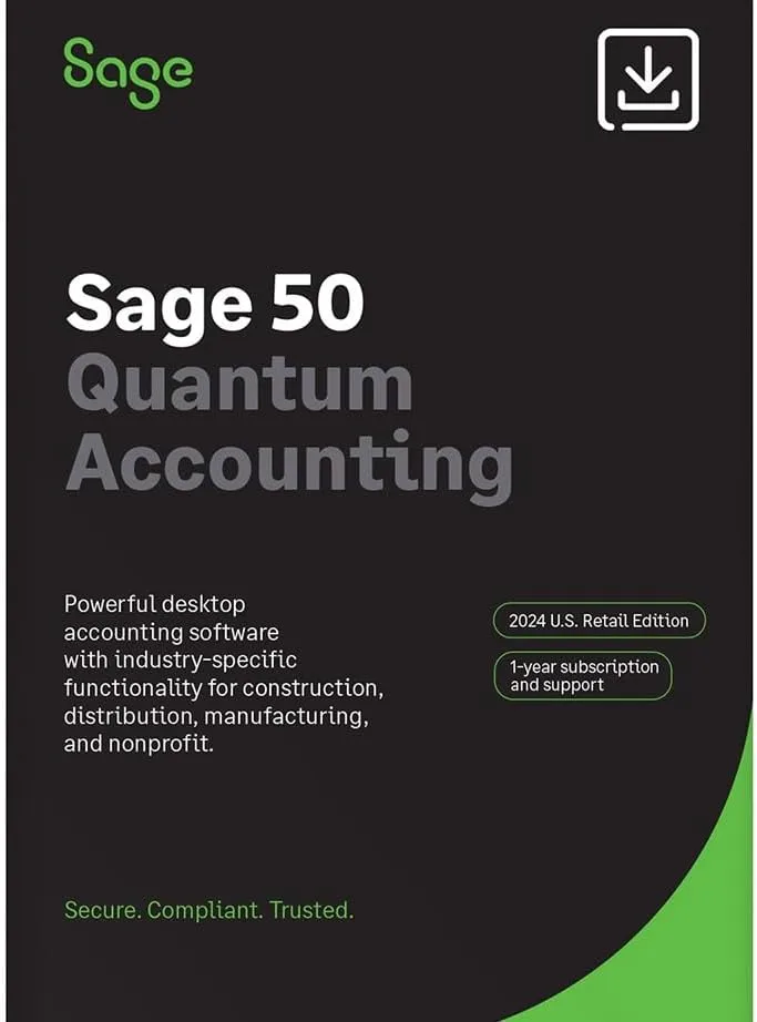 Sage 50 Quantum Accounting 2024 US 1 User 1 Year Subscription Small