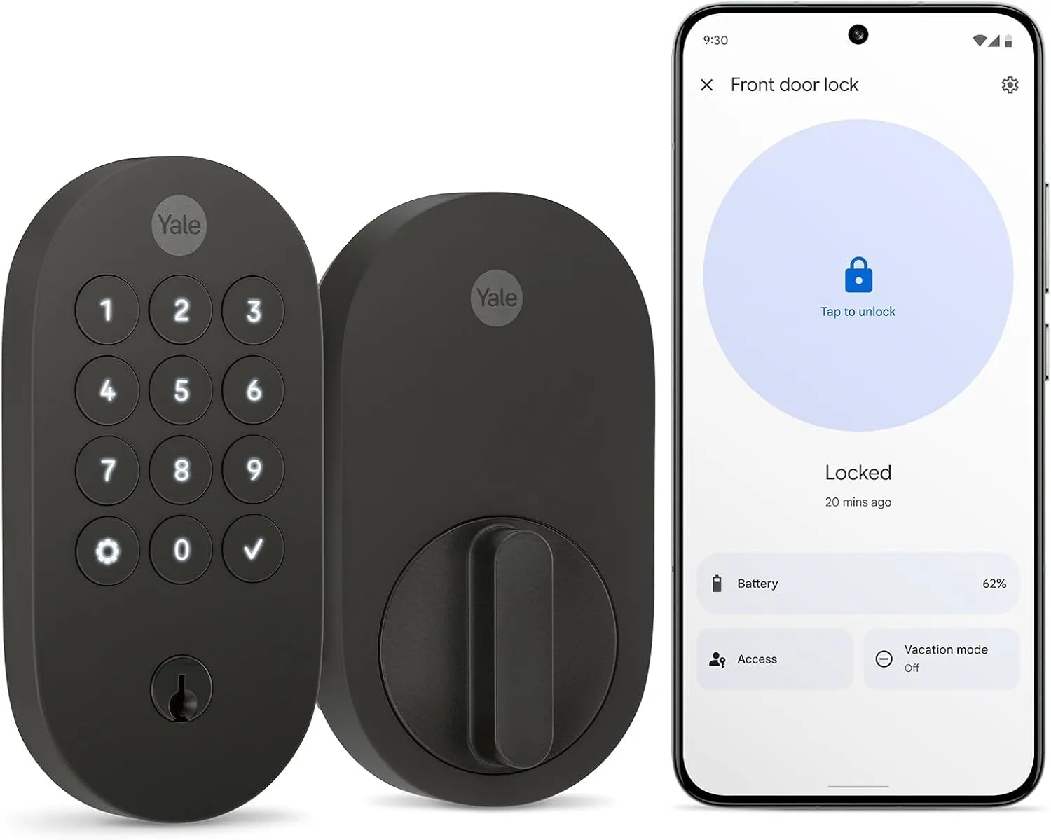 Yale Matte Black Keyed Deadbolt Smart Lock with Google Matter