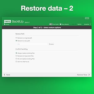 Select the restore option 
