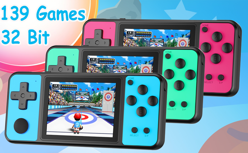 Tebiyou Handheld Game Console for Kids - 139 32-Bit Games