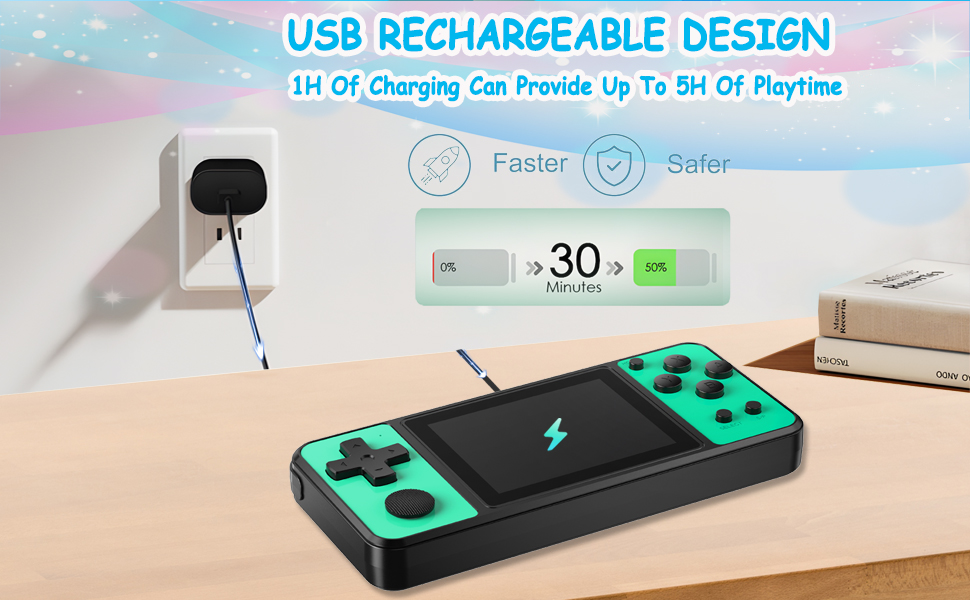 TEBIYOU Video Games for Kids - USB Rechargeable Design