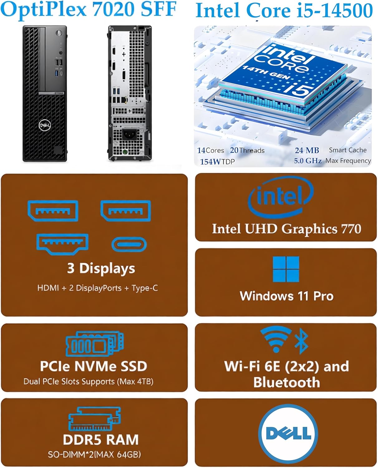 1771583720 699 Dell OptiPlex 7020 Desktop Computer SFF Intel 14 Core i5 14400 16GB.jpg