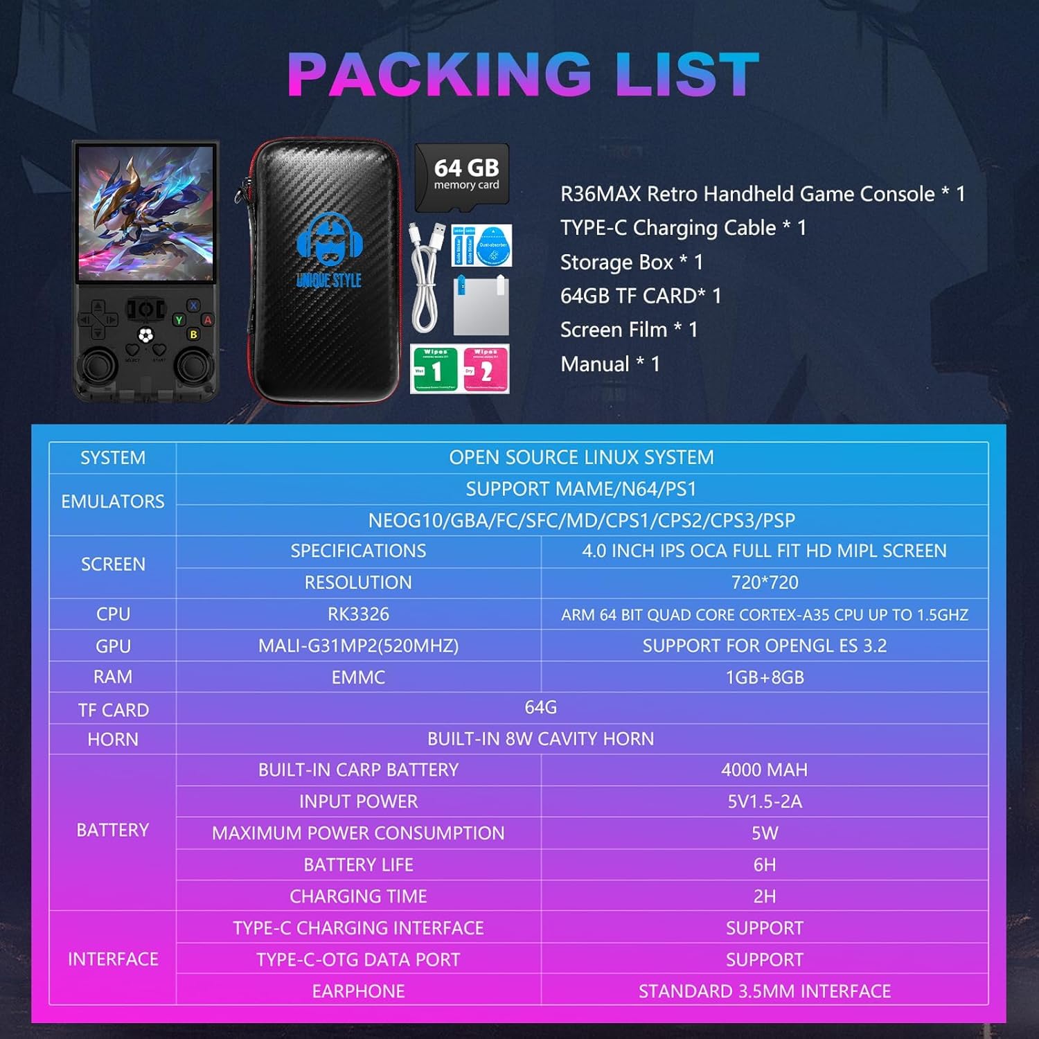 1771842264 620 R36MAX Retro Handheld Game Console 40 Inch 720x720 IPS Screen.jpg