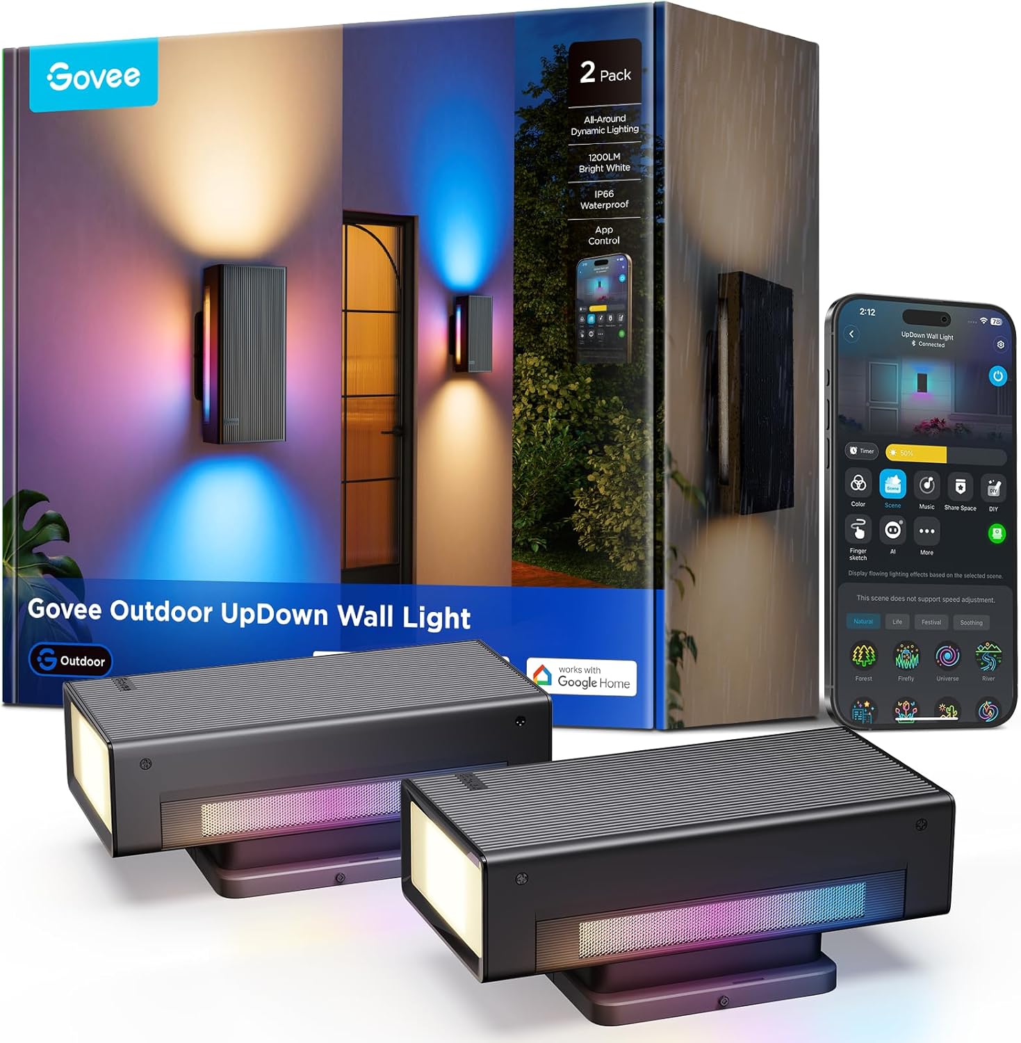 Govee Outdoor UpDown Wall Light 2 Pack 1200LM RGBICWW Smart.jpg