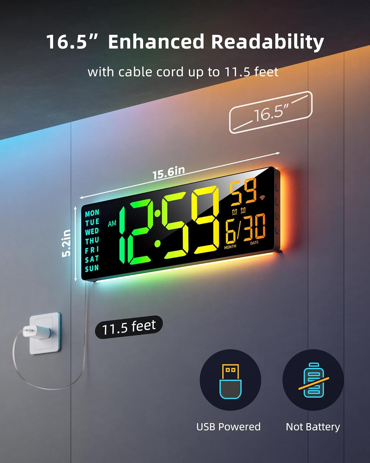 1772727801 608 Smart Digital Wall Clock with App Control 165 Large RGBIC.jpg